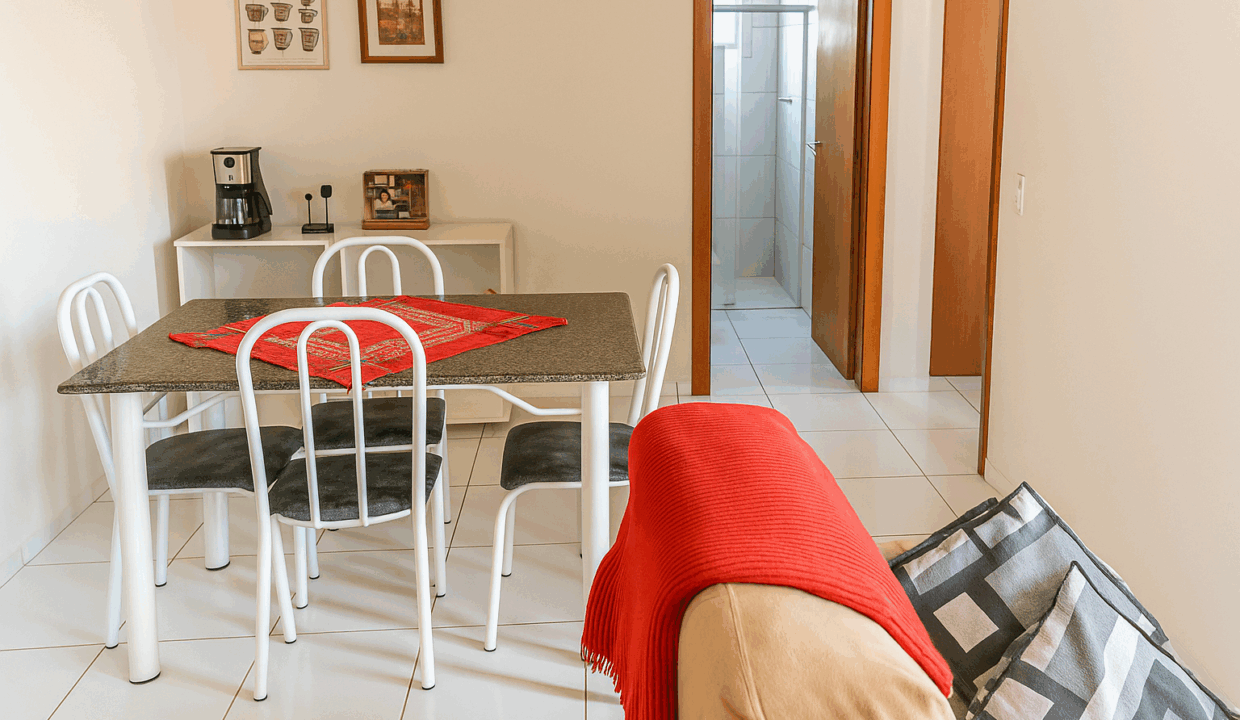 Decoração moderna com toques vermelhos