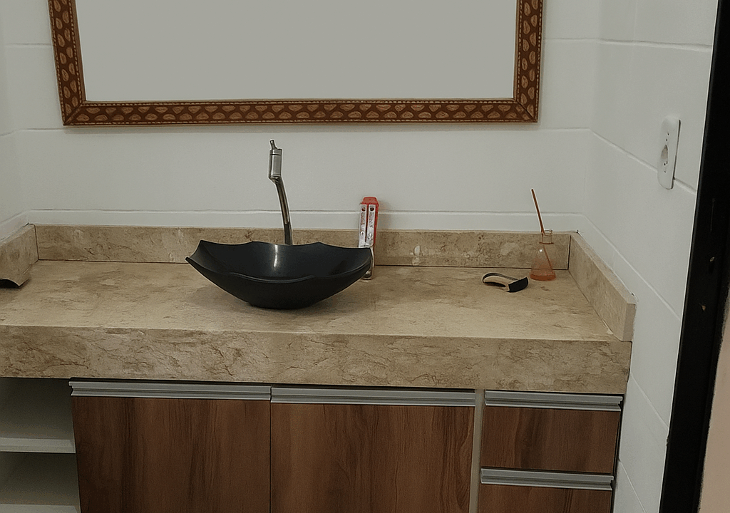 Vanidade moderna com espelho decorativo